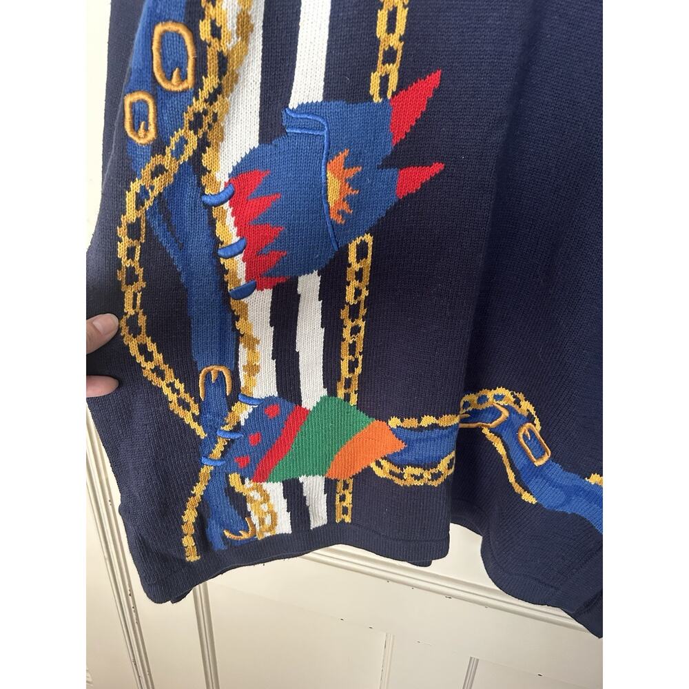 Vintage 90s Y2K Izod Novelty Sweater Womens Size XL Blue Classic Comfort NWT - Picture 3 of 9